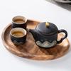 Ручная роспись чайник Wanli Горы и Реки Кунг-фу чайный набор Yuanshan маленький чайник квадратная ручка одинарный горшок черная керамика чайное море домашний Guochao