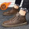 Fashion Leather Boots Men Spring High Casual Shoes for Men Trend Zipper Walk Flats Winter Shoes Vulcanized Ankle Boots New Zapatillas552