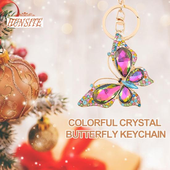 Красочный брелок с бабочками, роскошный женский автомобильный брелок со стразами