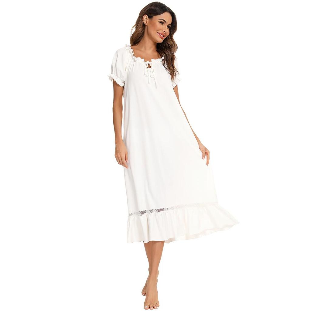 Pajamas for Women Short Sleeve Night Sleep Dress Comfy Loose Casual Lounge Wear Spring Summer Autumn Nightgowns