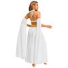 Women's Belly Dance Costume Set: Self-Tie Halter Crop Top with Built-In Briefs & Side Slit Chiffon Skirt + Removable Split Sleeves