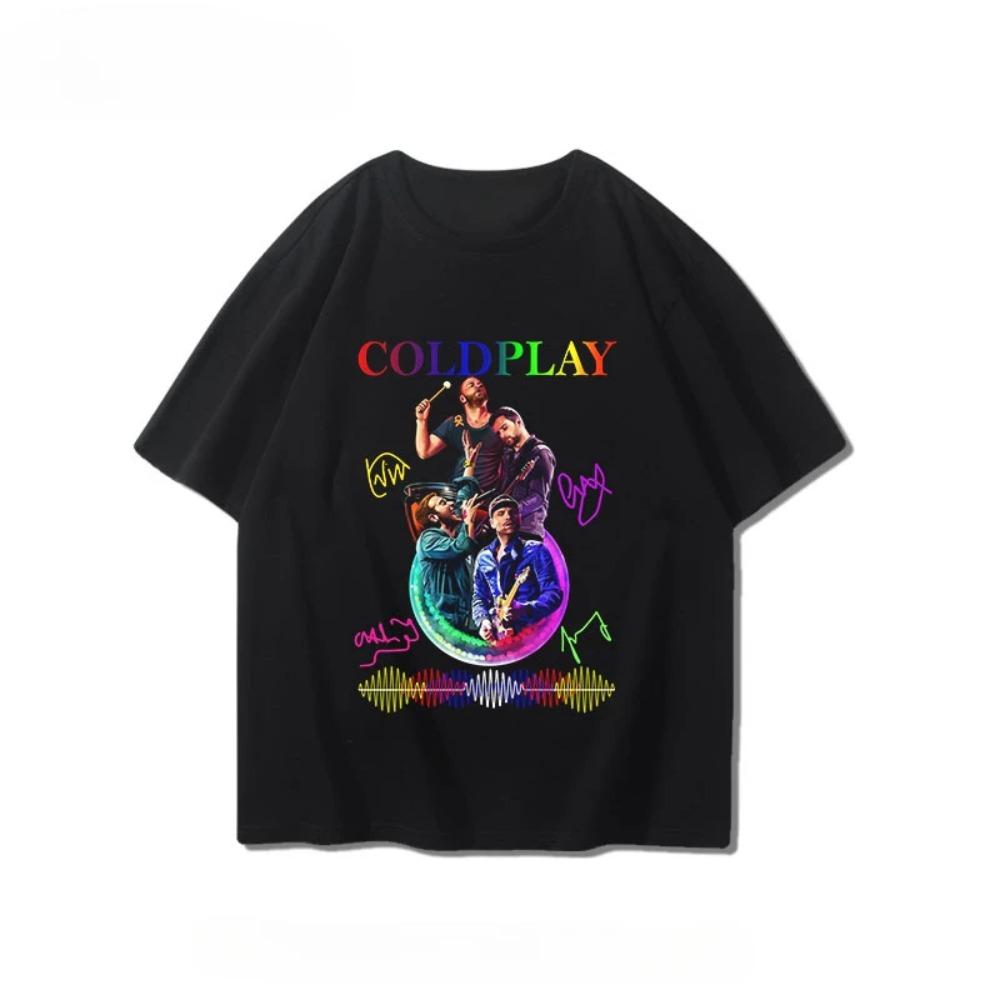 Coldplay Футболка с коротким рукавом для мальчиков и девочек, летняя, Лондон, альтернативный рок, с принтом, повседневная, графическая