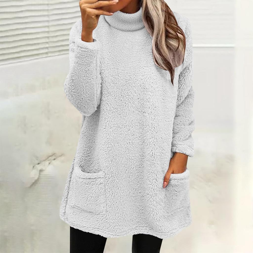 Sweatshirts For Women Mock Turtleneck Fall Winter Warm Sweater Plus Size Tunic Pullover Tops With Pockets
