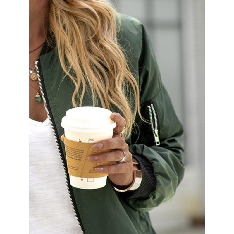 YYFS Женская мода повседневная однотонная принтованная куртка и пальто с длинным рукавом и круглым вырезом на осень-зиму