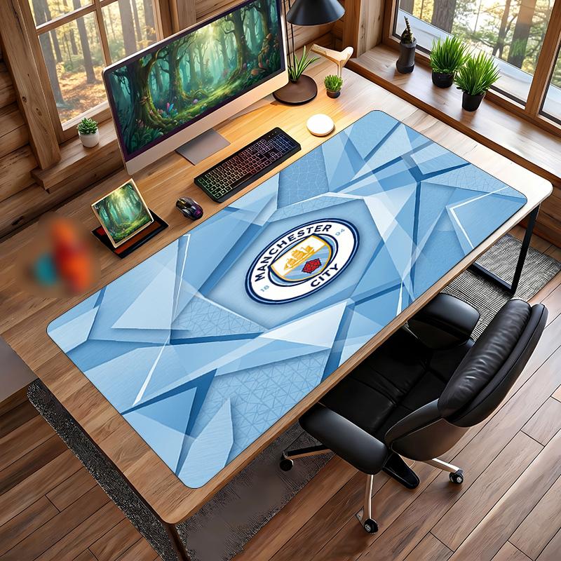 Большой игровой коврик для мыши с принтом Manchester City, нескользящий мягкий резиновый коврик для рабочего стола, декор для офисного ноутбука