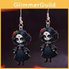 Themed Halloween Black Skull Rose Girl Four Pattern Women Earrings Acrylic