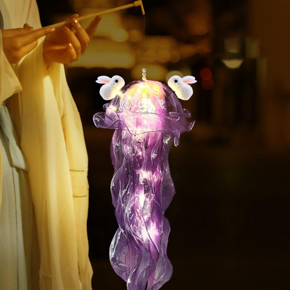 Светящийся фонарь в виде медузы, мультяшный кролик, светодиодный ночник, новый фонарь для фестиваля середины осени, свадьба