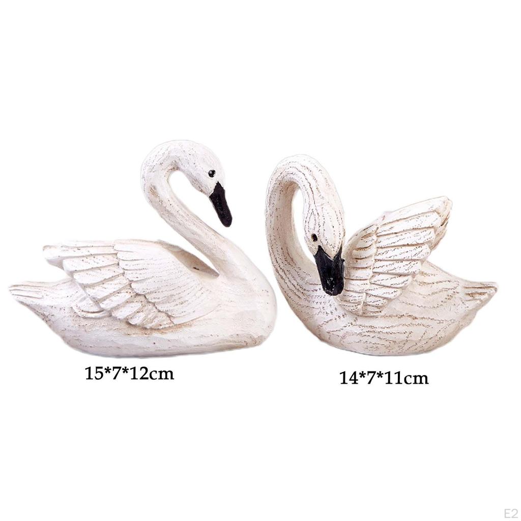 2 скульптуры из смолы, пара фигурок лебедей, подарок на день рождения, украшение для дома, статуэтки птиц