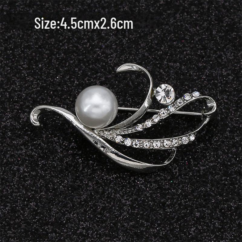 Модная брошь с бантом: Металлические украшения с жемчугом и стразами в виде цветка