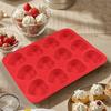 Silicone Muffin Pan 12-Cup Heart Cupcake Pan Non-stick Cake Mold Food-Grade Baking Mold for Cupcakes Chocolates Easy Demolding