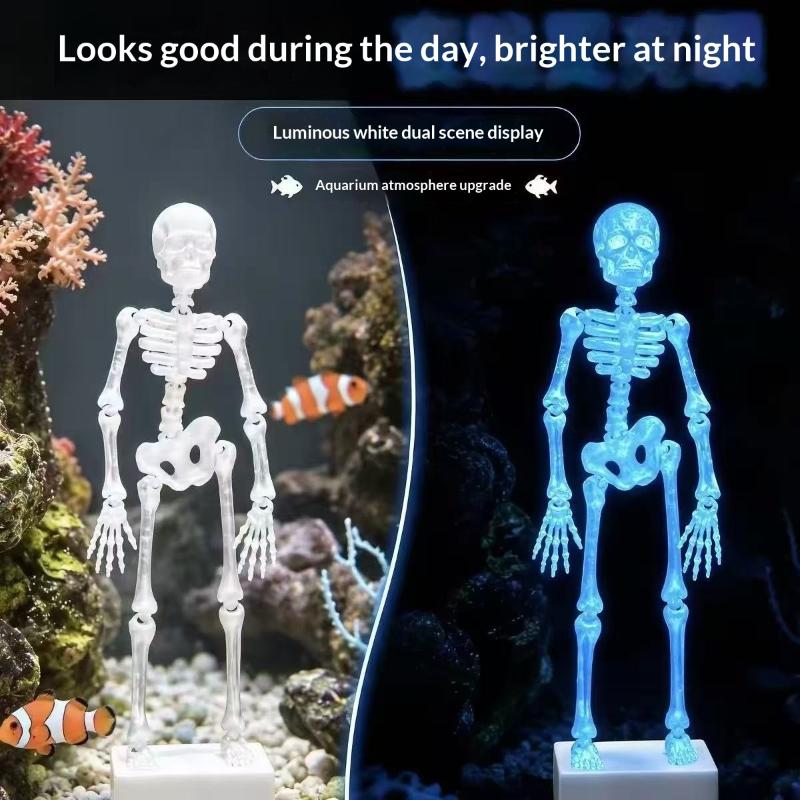 Светящийся 3D-печатный танцующий скелет, аэратор для аквариума, украшение, приводимое в движение воздушным насосом, для аквариума с морской водой