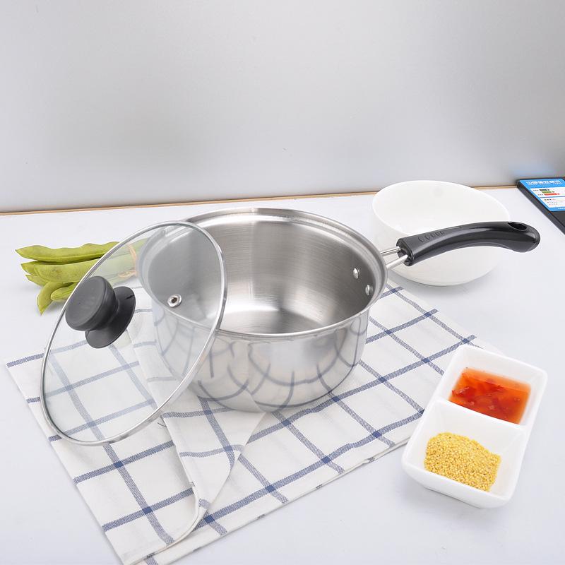 18cm Stainless Steel Non-Stick Saucepan: Single-Handle, For Baby Food, Soup, Milk & Instant Noodles, Induction Compatible.