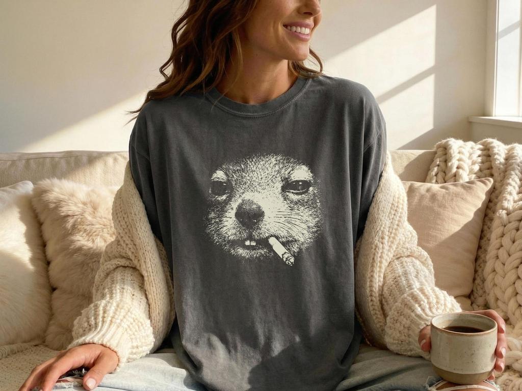 Smoking Gopher Shirt, Vintage Y2K Grunge Gopher Graphic Tee, Funny Gopher Face Shirt, Comfort Colors® Edgy Meme, Gift Animal Lovers