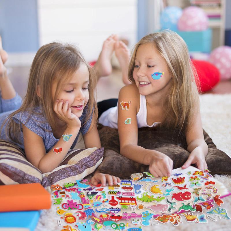 10 листов 3D наклеек-пузырей Мультяшные животные Машины Наклейки Детские Мальчик Девочка День рождения Вечеринка Сувениры Наполнители для пиньяты Рождественский подарок Игрушки