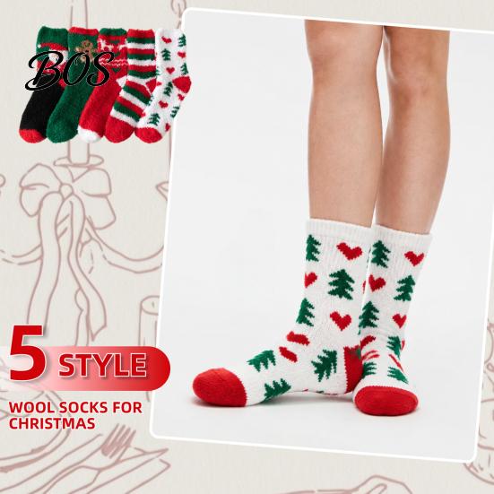 Cold Weather Socks 1 Pair Coral Fleece Christmas Fuzzy Socks, Warm Fluffy Plush Cozy Thickened Slipper Unisex Thick Sleeping for Fall Winter