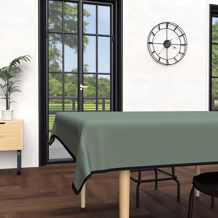 Rectangular Stain-resistant Tablecloth In Washed Microfibre 140x240 Cm BOHEME Khaki, by Soleil d'Ocre