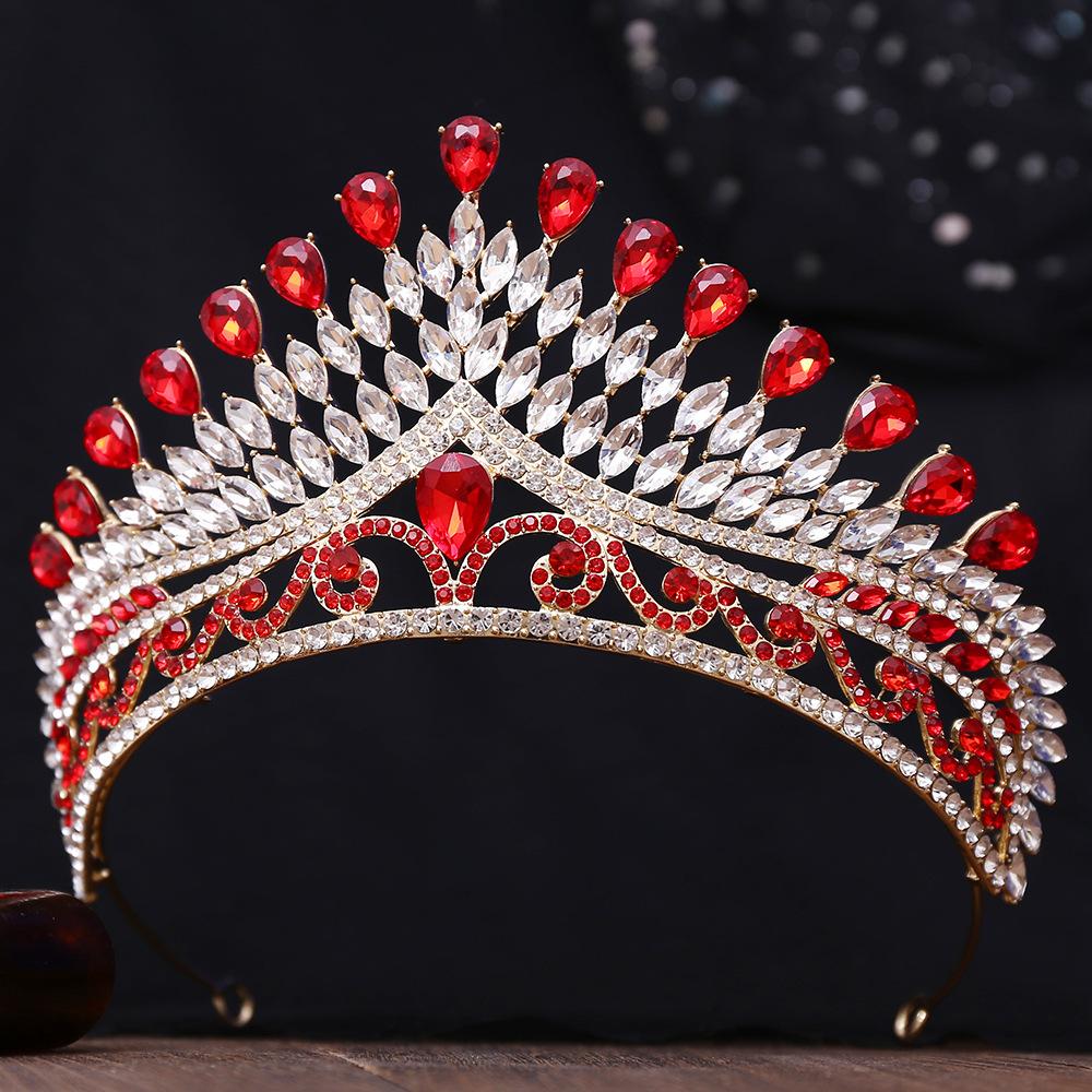 DIEZI 8 Colors Baroque Blue Opal Tiara For Women Wedding Party Luxury Bridal Bride Crystal Crown Hair Accessories Jewelry
