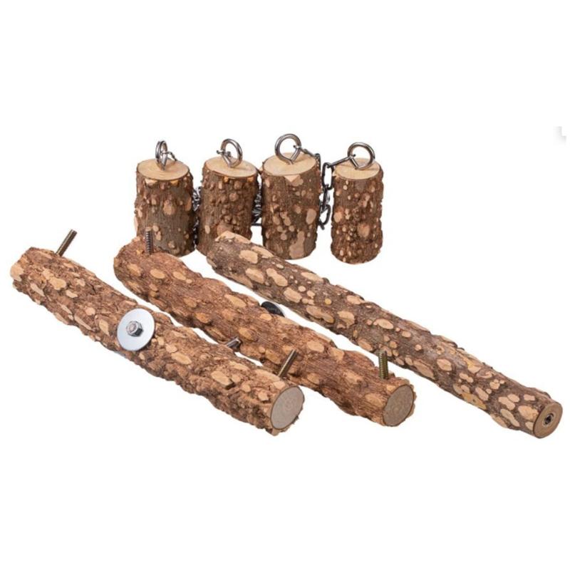 Bird Swing for Cage 15 Inches Parrot Perch Natural Wood Bird Toy Parakeet Chew Toys for Large Birds Macaws Cockatiels