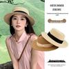 2025 Women's Large Brim Straw Fedora: Flat Top, Woven Beach Hat for Large Head Sizes