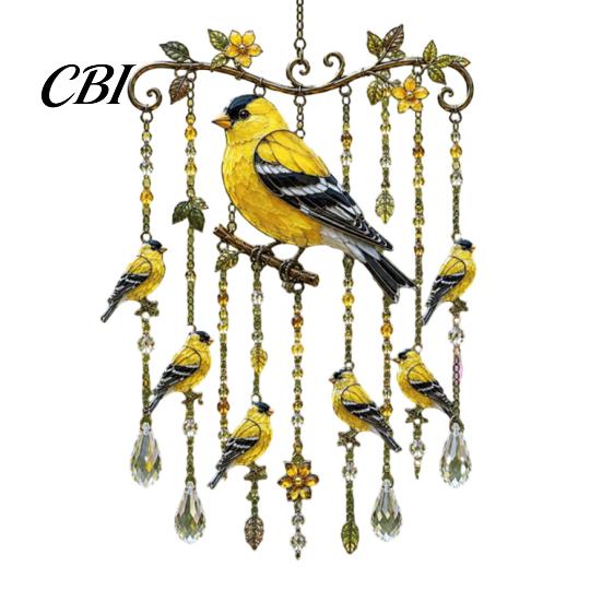 Window Hanging Wind Chime Outdoor Bird Chimes, Decorative Pendants, Acrylic Garden Ornament Hangings for Porch Patio Decorations Nature-inspired