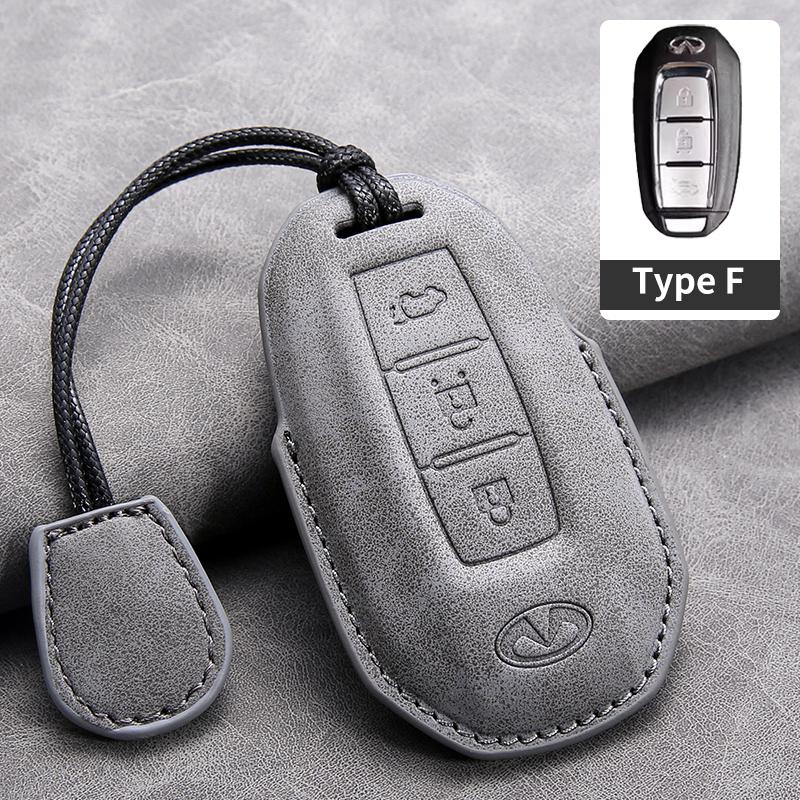 Leather Car Key Cover Case for Infiniti Q50L QX50 QX60 QX55 Q70 Q70L Q30 QX30 QX70 ESQ XQ80 XQ60 Q60S Car Key Rope Keyring