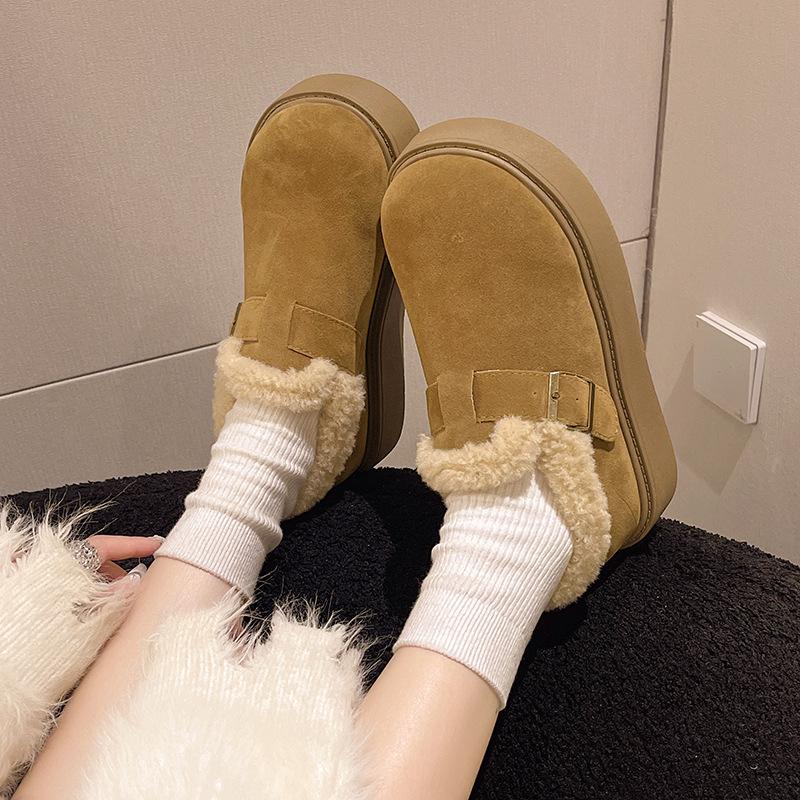 thick-soled snow boots women's new winter piled thickened fluffy warm casual shoes cotton shoes bread shoes