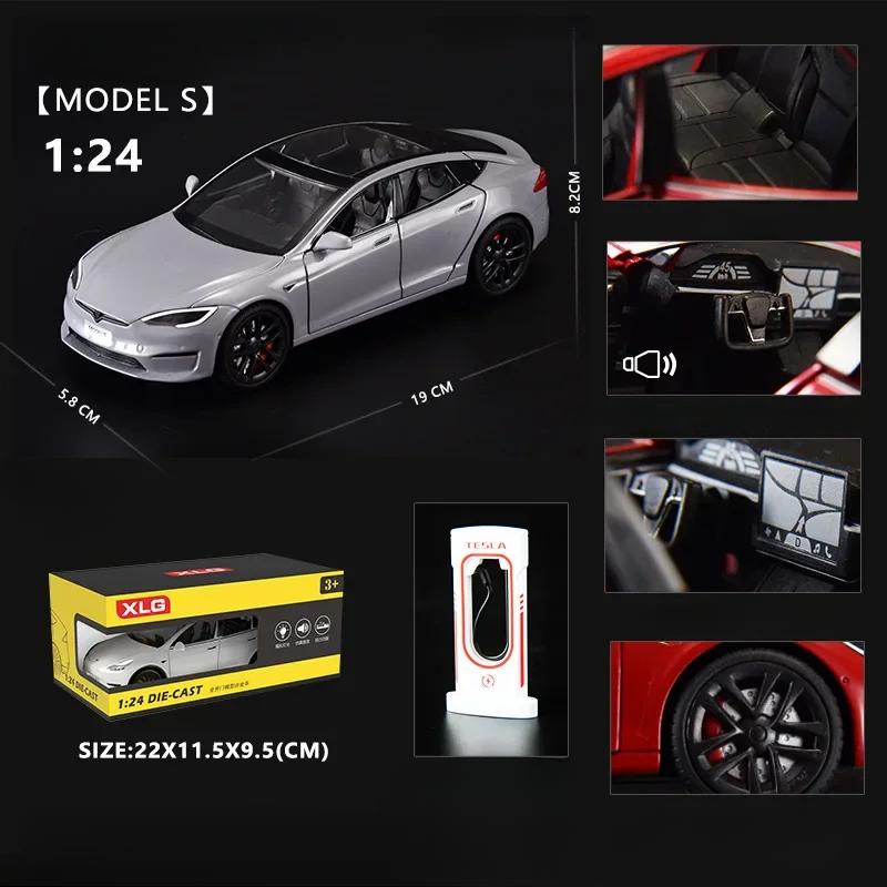 1:24 Миниатюры Tesla Model S Симуляция Сплав Металл Литье под Давлением Модель Автомобиля Звук и Свет Автомобиль Игрушки для Детей Подарки для Парня C270