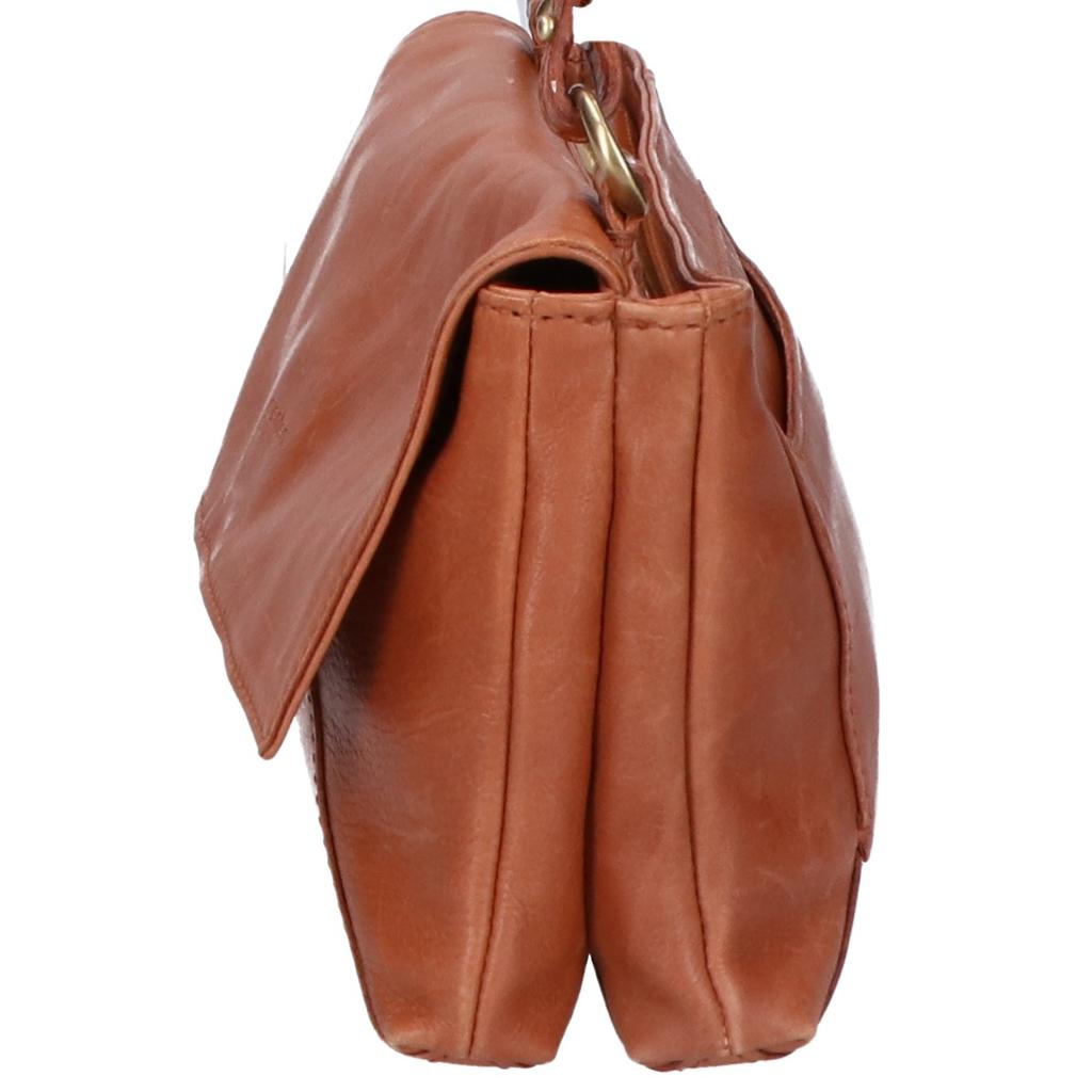 Genten Leather Flap Shoulder Bag BrownUsed