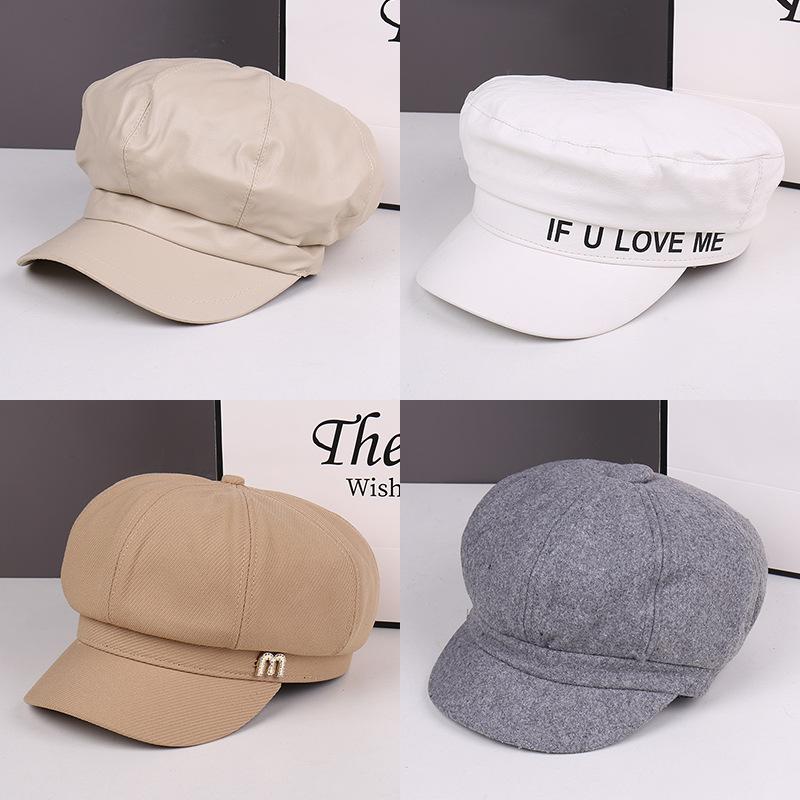 Beret women autumn and winter wool knitted beret Internet celebrity versatile fashion thousand bird grid star anise painter hat