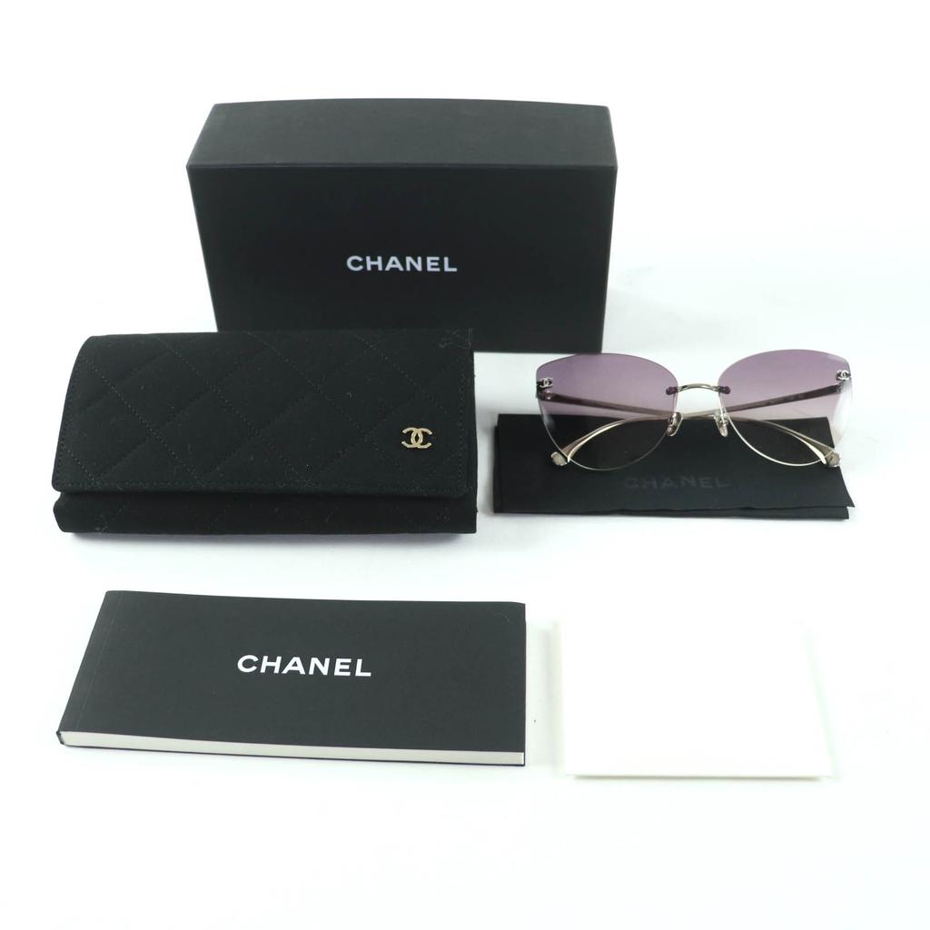 Excellent CHANEL sunglasses COCO Mark Cat's Eye Silver titanium Women 4273-T Used