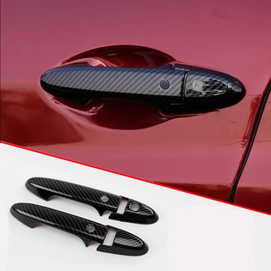 Carbon Fiber Front Door Handles Cover Trim 4pcs For Honda HR-V HRV 2016-