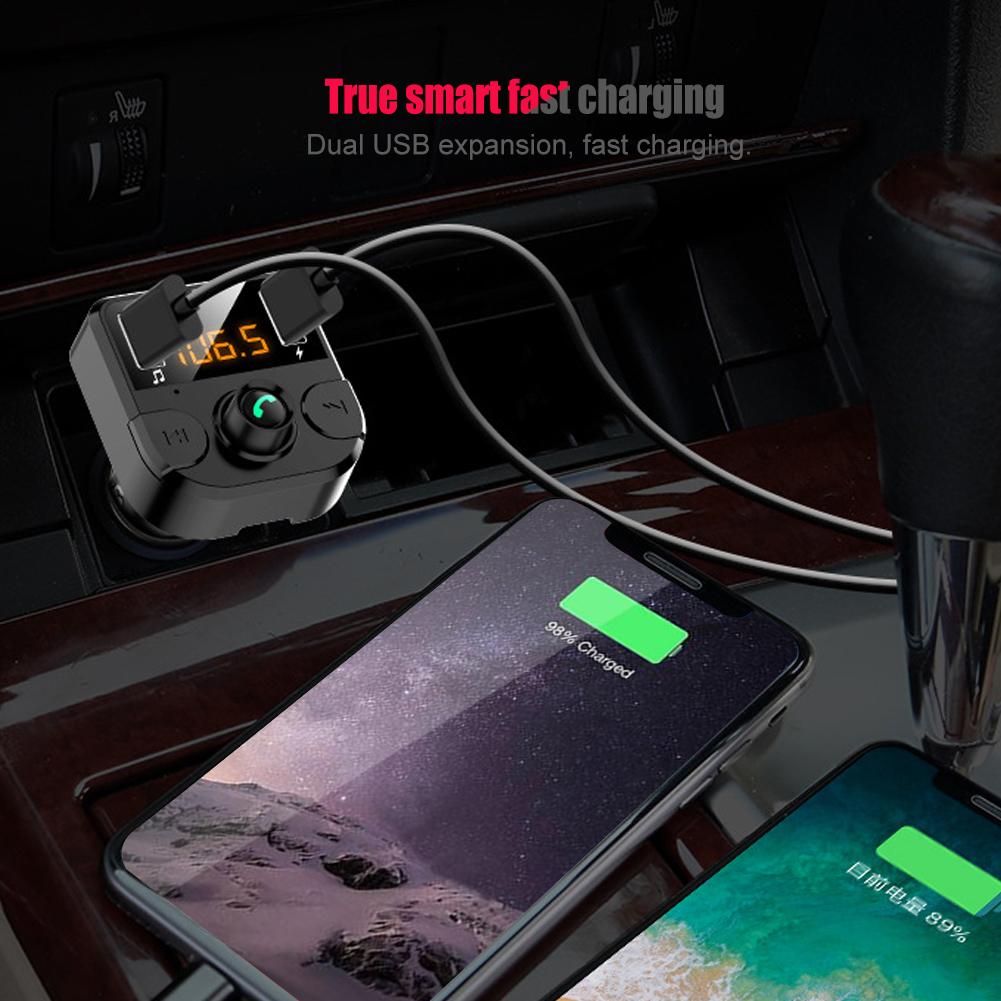 Car Bluetooth MP3 Player with Lossless Sound Quality Hands Free Calling Dual USB Fast Charging