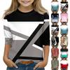 Print Tops For Youth Girls 5-16 Years Round Neck 3/4 Sleeves T-Shirts Trendy Tops Outfit Tees
