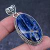 Подвеска из стерлингового серебра 925 пробы с натуральным камнем содалитом ручной работы 2,29 дюйма n3C04