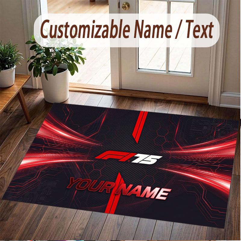 Custom Rug F1 Pattern Print Name Text Soft Non‑Slip Floor Carpet for Home Indoor Decoration