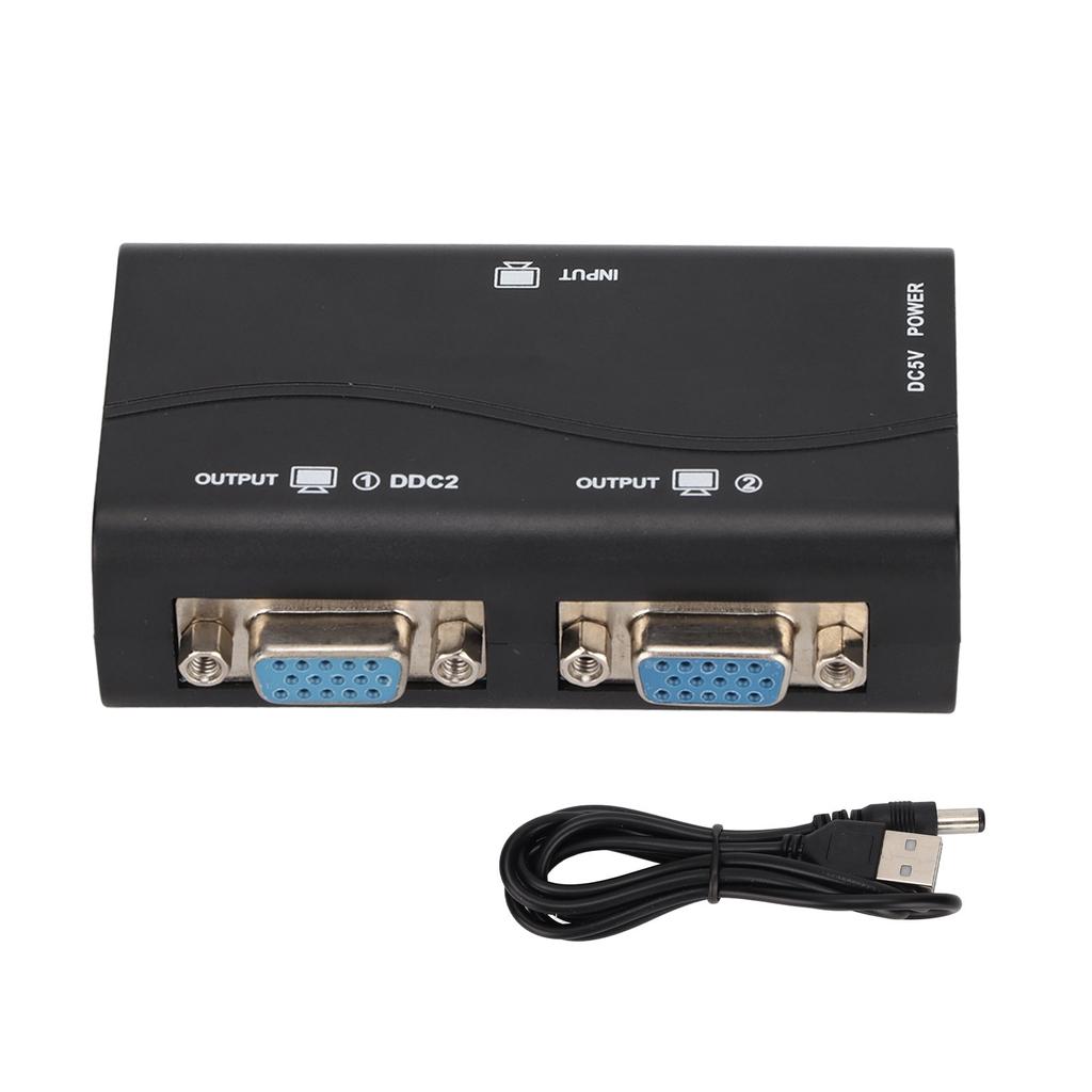 Разветвитель VGA 1 в 2, 250 МГц, питание от USB, 1920x1440, 1080P, видеоразветвитель для дублирования экрана