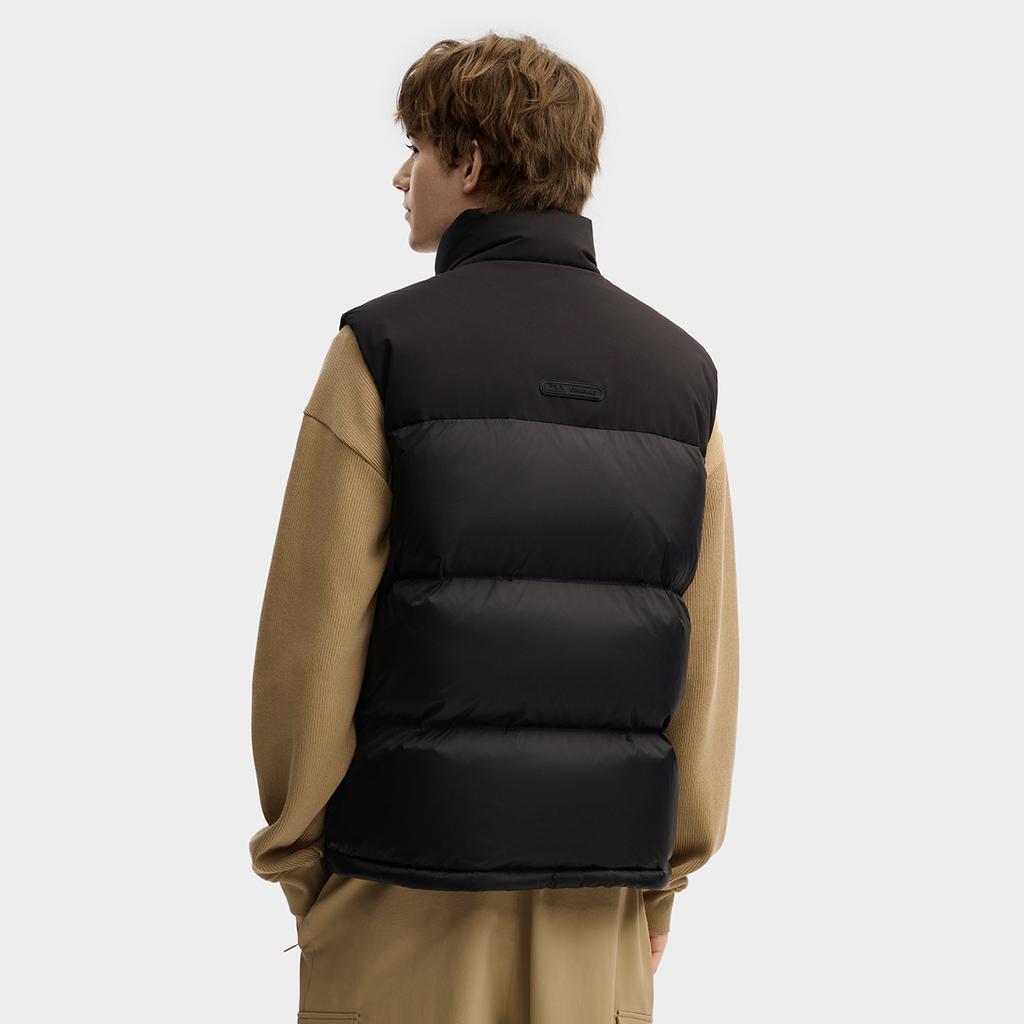 Fila Оригинальный RGB Многоцветный Модный Простой Классический Универсальный Удобный Повседневный Теплый Жилет на Пуху на Молнии со Стойкой Воротником Логотип Однотонный F11M549906F-BK