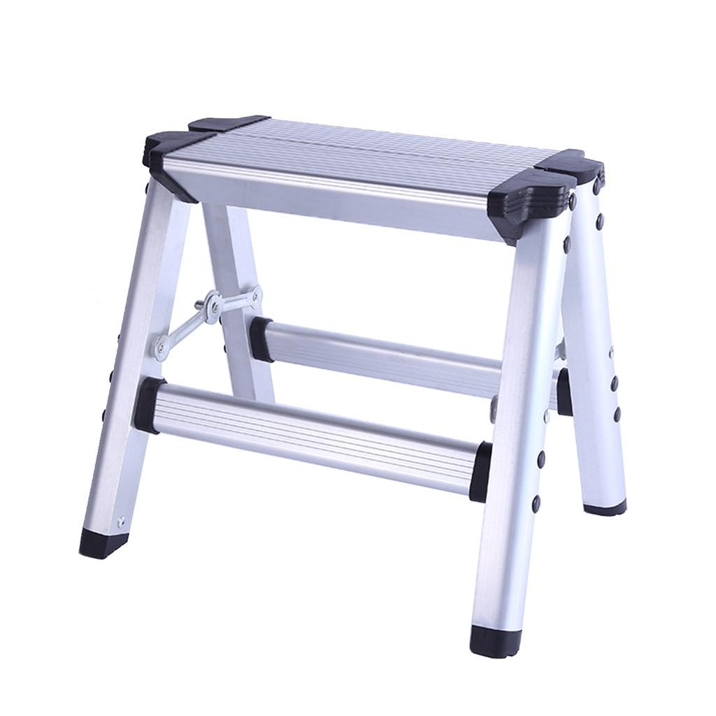 150KG E89417 2 Step Stool Ladder Anti Slip Safety Platform Ladder Maximum Load Aluminum Folding Ladder Maximum Load 28*27*34cm