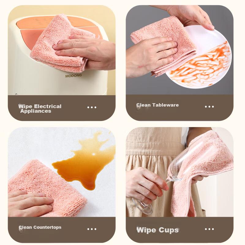 Yagao Cleaning Cloth, Polyester Cotton, 30*30cm, 5-Pack, Kitchen Super Absorbent Dishwashing Cloth, Scouring Pad, Degreasing Cloth, Car Washing Towel