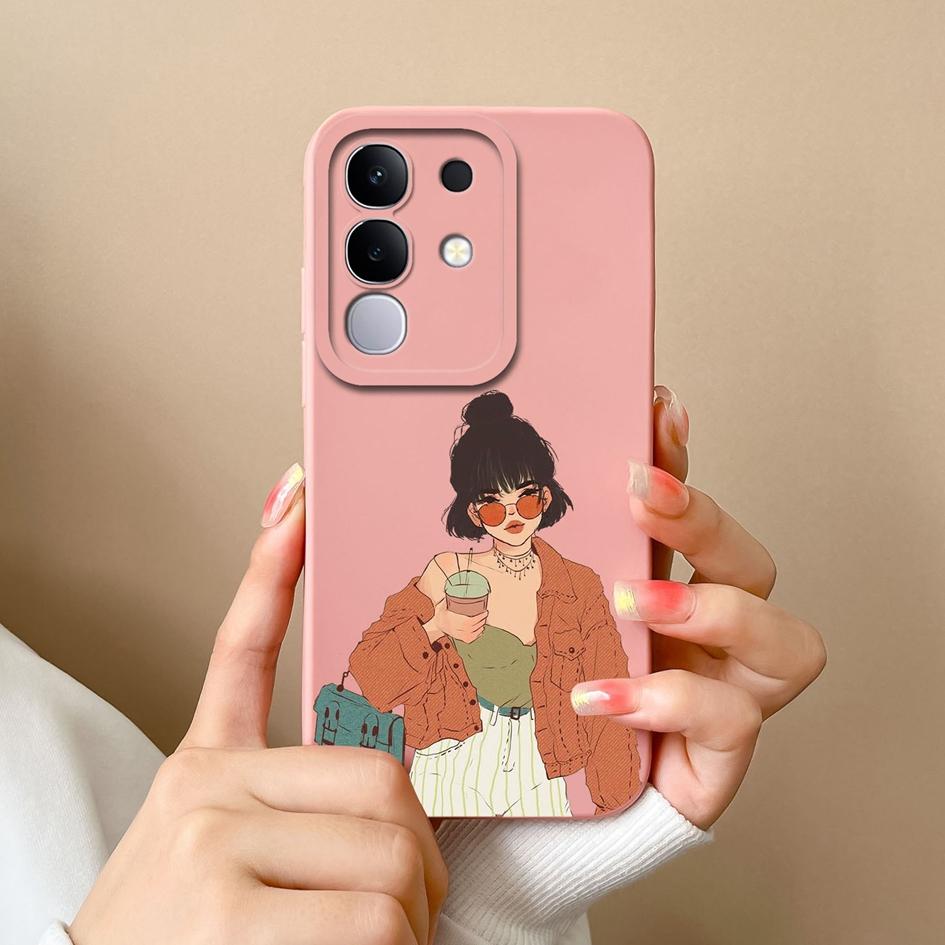 Чехол для Vivo S19 Pro Y04 T4x iQOO Z9s V30 V40e V50 V40 Lite(ИДН) Y29 Y29S Y39 Y19S Чехол из жидкого силикона с милым узором для Vivo Capa