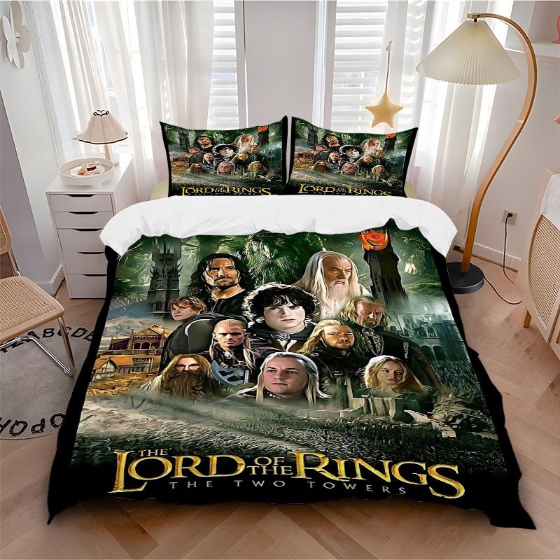 Lord of the Rings Two Towers Print 3Pcs Bedding Set,Duvet Cover with 2 Bedro,Pillowcase Home Birthday Gift