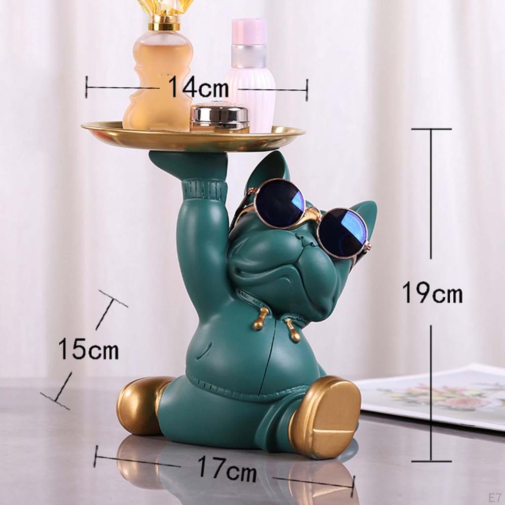Статуя бульдога, фигурка животного с лотком для хранения ключей, настольное украшение для гостиной