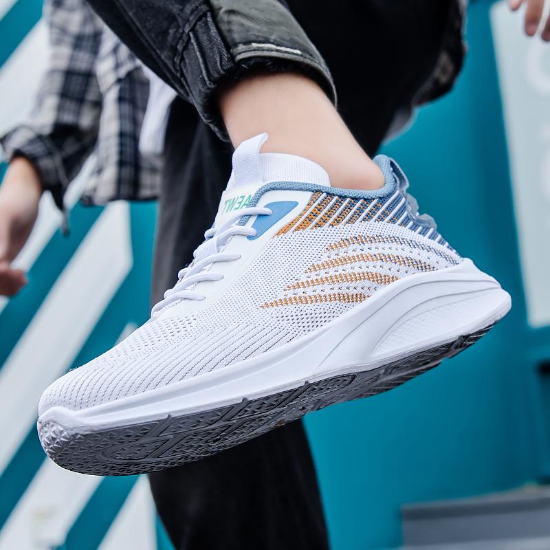 Мужские сетчатые кроссовки, новые, толстые, модные, дышащие, для медленного бега, с ремешком, для тренировок, походов