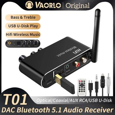 DAC Bluetooth 5.1 аудио приемник U-Disk 3.5MM AUX RCA оптический коаксиальный Hifi стерео беспроводной адаптер цифро-аналоговый преобразователь