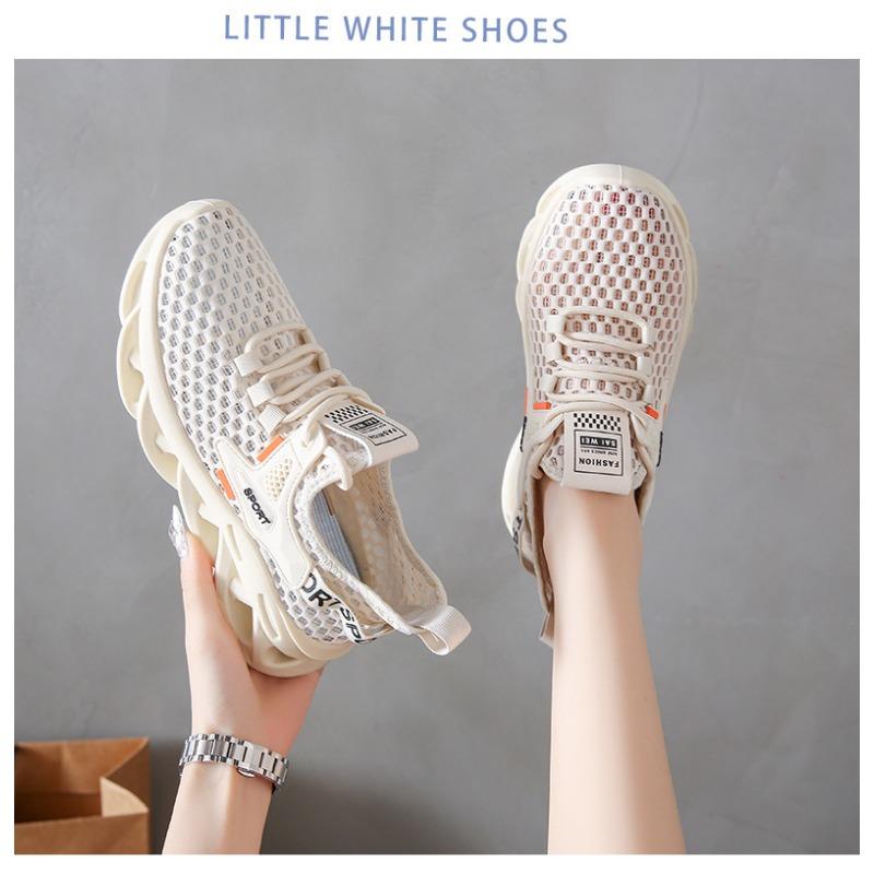 Летние новые корейские дышащие женские туфли Flyknit, студенческие повседневные туфли, женские кроссовки на толстой подошве для женщин