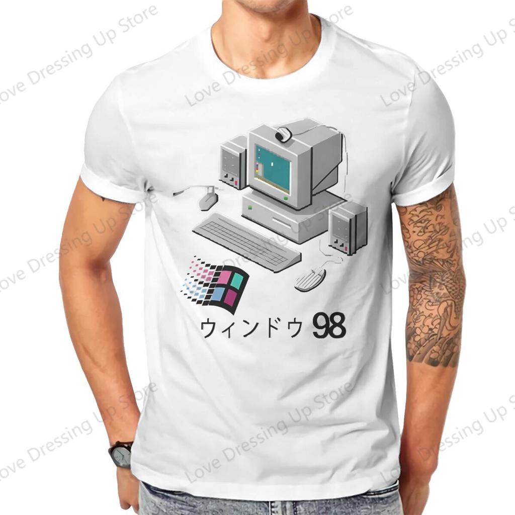 Windows 95 Computer System Accessories Vaporwave Retro T Shirt Graphic Unisex Tees Summer Clothing Cotton Crewneck Tshirt