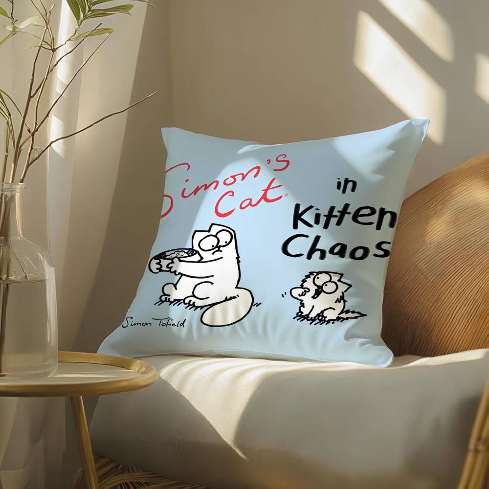 Comic Simple Humorous SSimons Cat Pillow Case DoubleSided Plush Sofa Cushion Covers Organic Breathable Invisible Zipper