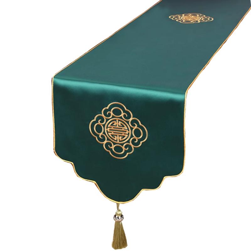 New Chinese Zen Embroidery Table Flag TV Cabinet Cover Cloth Tea Table Table Flag Shoe Cabinet Bed Tail Scarf Long Table Flag