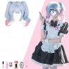 Cosplay Hatsune Miku Rabbit Hole Wig Blue Gradient Pink Tiger Claw Clip Double Ponytail Wig