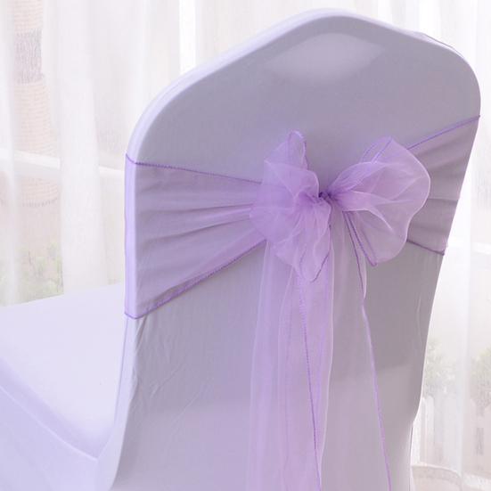 5Pcs Organza Chair Sashes Bright Color Silky Wedding Decoration Clear Chair Cover Back Ties Wedding Reception Event Decor